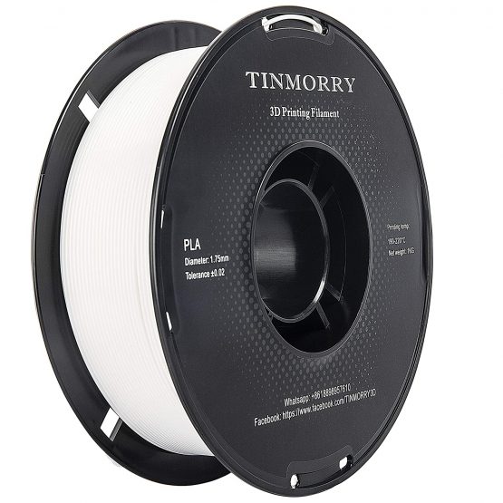 PLA Filament 1.75mm 1kg, TINMORRY PLA Filament 3D Printing Materials for 3D Printer, 1 Spool, Cool White