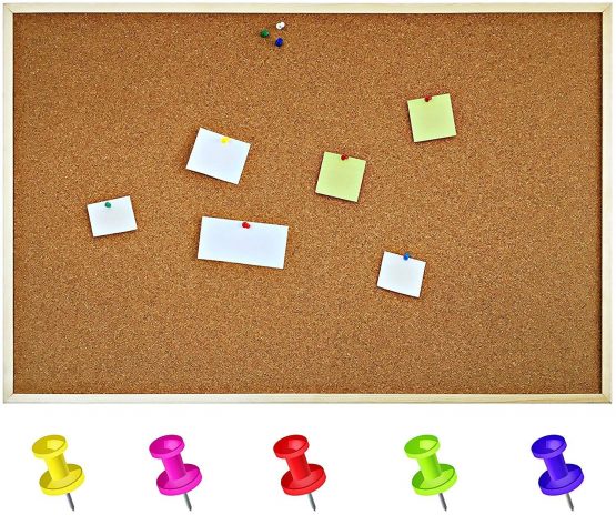 Creative Home 30 x 40 cm Cork Pin Notice Board | Wooden Pine Frame | 5 Push Pins Included | Perfect Corkboard for Office, Home, Kitchen, Bedroom, School, Cafe