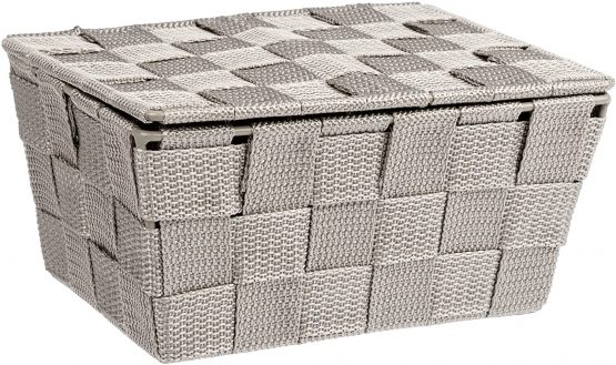Wenko Storage Adria Taupe-Bathroom Basket with lid, Polypropylene, Brown, 19 x 14 x 10 cm - Image 2