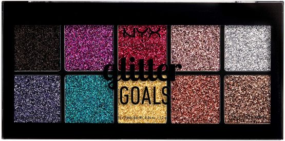 NYX Professional Makeup Glitter Goals Cream Pro Palette - Glitter Palette with 10 Silky Glitter Cream Eyeshadow Makeup Shades