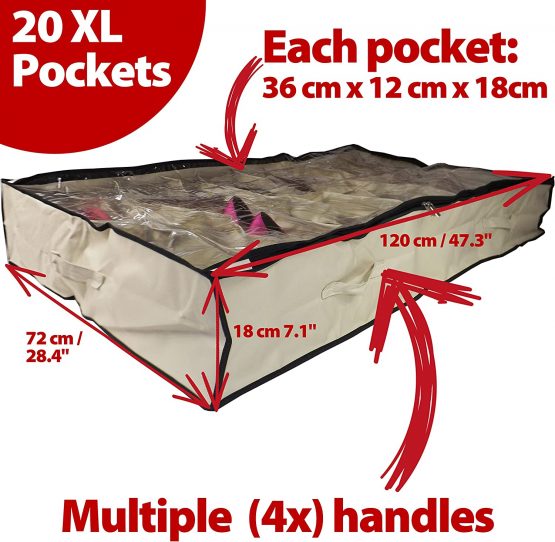 Neusu Heavy Duty Underbed Shoe Storage Organiser - Unique Extra Large Up To 20 Pairs - Image 4