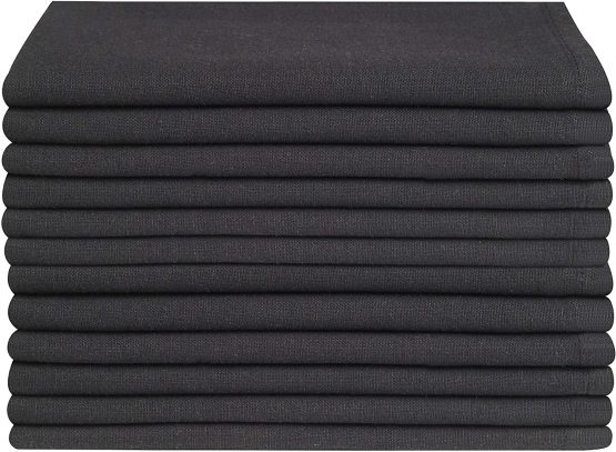 Cotton Clinic Cloth Napkins Washable Easycare Set of 12, 50x50 cm Soft and Comfortable Cotton Dinner Napkins Cloth for Wedding Party Dinner Table, Tea Party Napkins - Black - Image 2