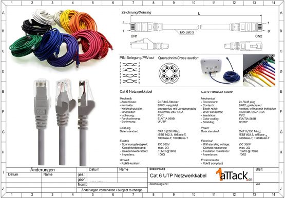 1aTTack - 0,5m - black - 1 piece - Ethernet Gigabit Lan network cable (RJ45) 1000Mbit/s patch cable UTP compatible with CAT.5 CAT.5e CAT.7 - Image 2