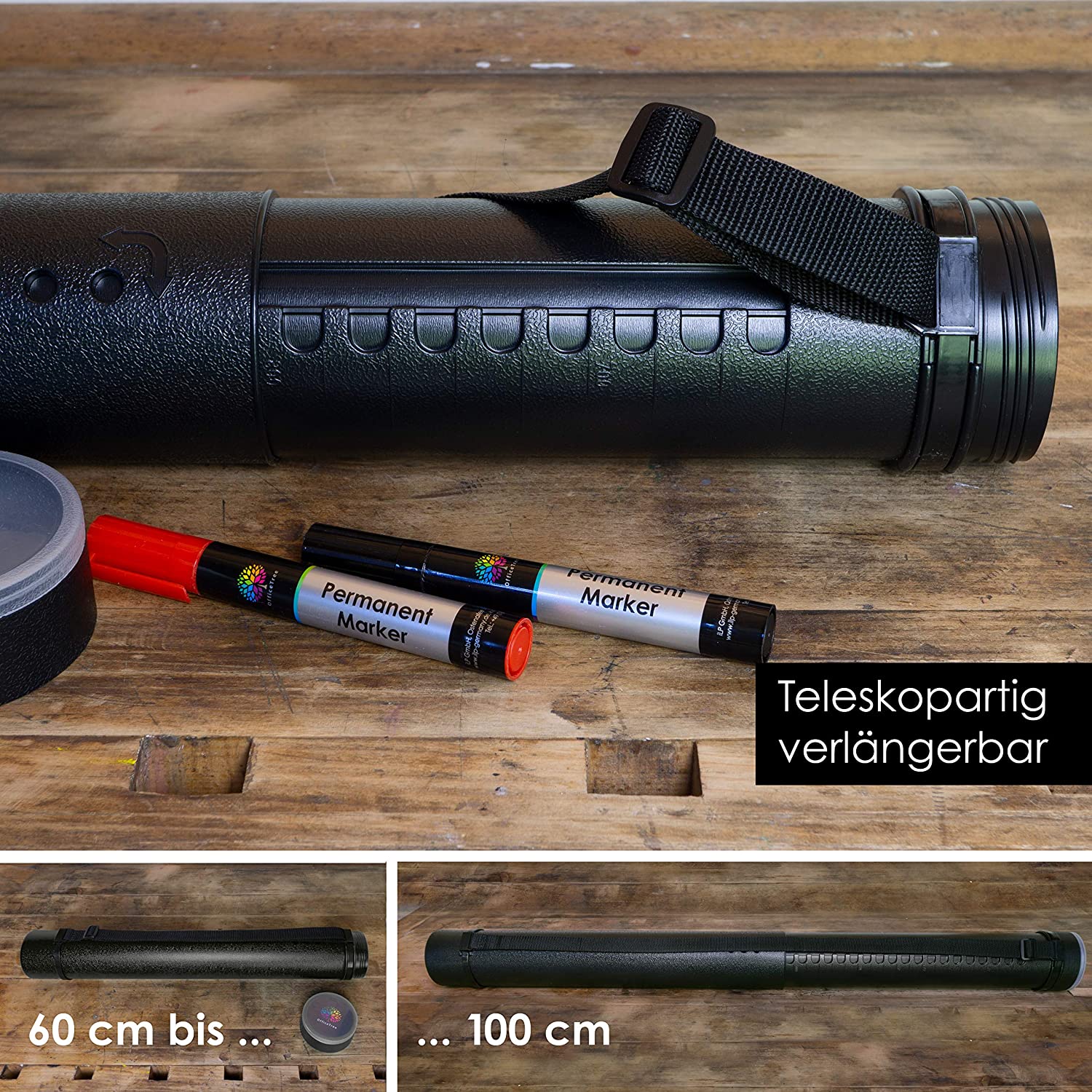 OfficeTree Art Tube Storage Black A0, Poster Carrier for Transport and Storage, Drawing Tube - Image 2