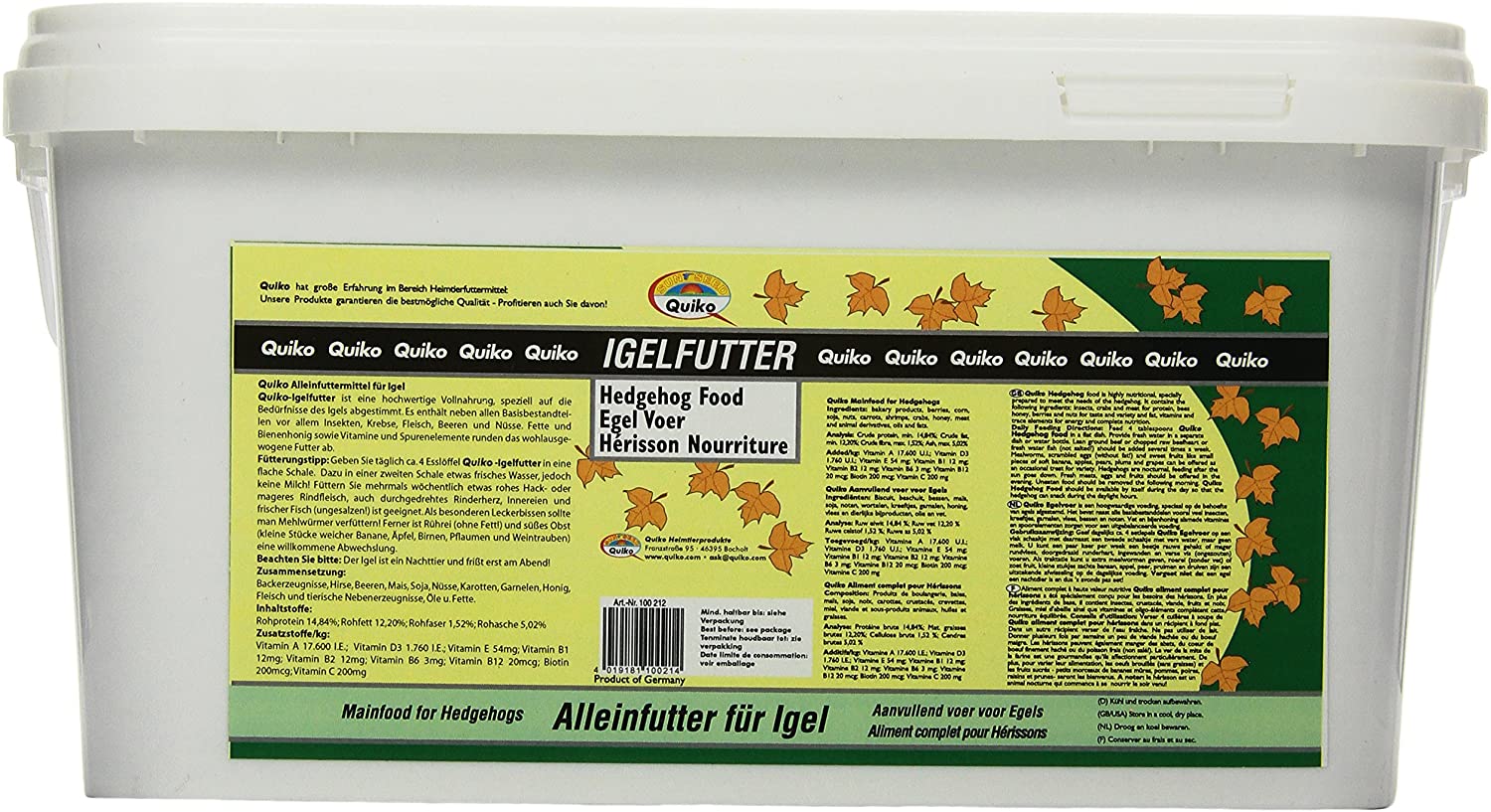 Quiko Hedgehog Food 3 kg Complete Food with Insects, Egg Biscuits, Honey, Fruits & Berries - Image 2