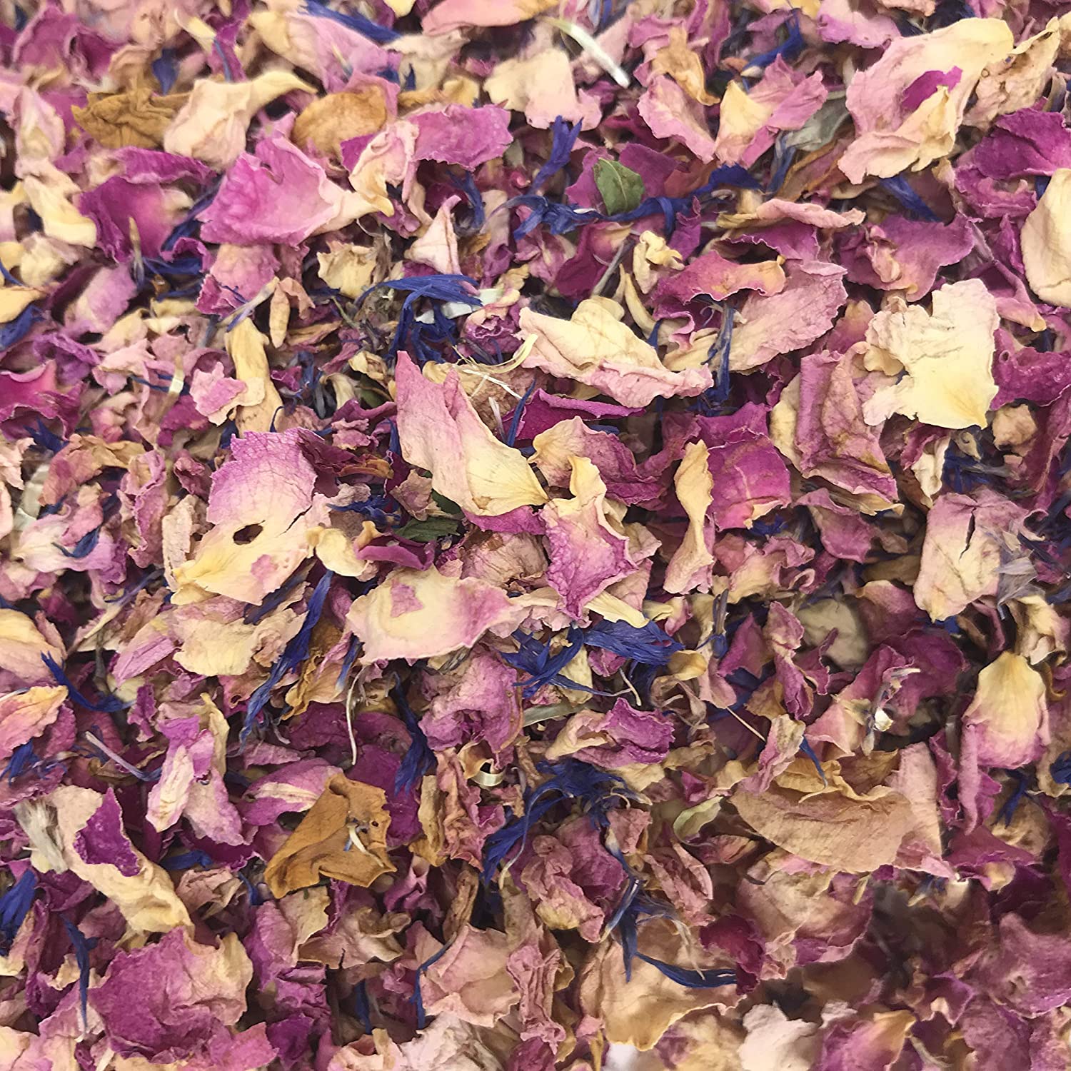 Natural Petals Confetti - 1 Litre - Vintage Pink Rose & Blue Cornflower - Biodegradable (81), Rose Kisses & Sapphire 081