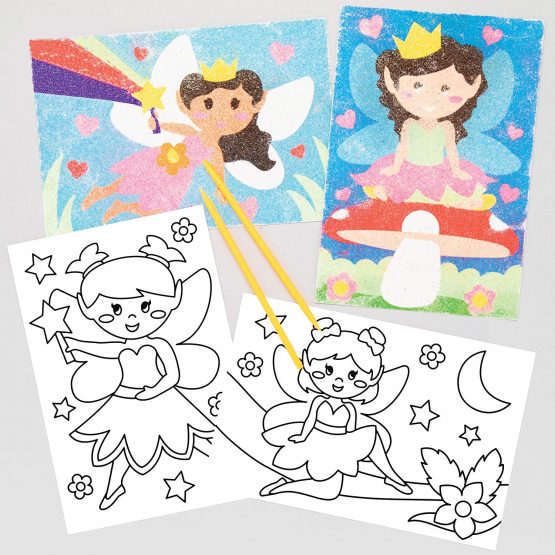 Baker Ross AT538 Fairy Sand Art Pictures - Pack of 8, For Children to Decorate and Display, Ideal Kids Arts and Crafts Project