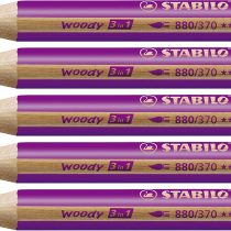 Multi-talented Pencil STABILO woody 3-in-1 Box of 5 Lilac