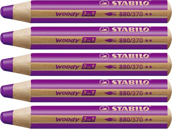 Multi-talented Pencil STABILO woody 3-in-1 Box of 5 Lilac