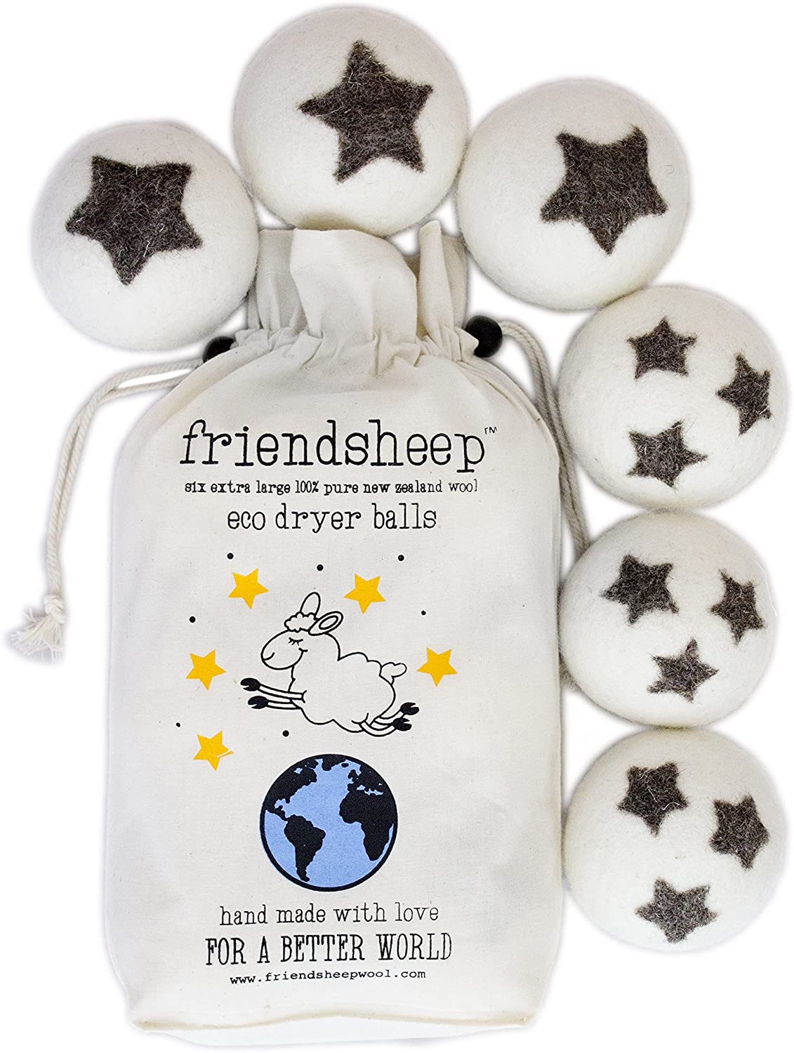 Friendsheep Organic Eco Wool Dryer Balls - 6 Pack - 100% Handmade, Fair Trade, Organic, No Lint - Premium Quality - Image 4