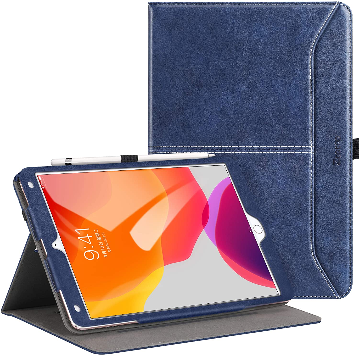 7th Generation Ztotops for iPad 10.2 2019 ,Premium Leather Business Folio Case Cover,with Stand,Pocket and Auto Wake/Sleep Function,Multi-angle Cover for iPad 10.2 inch,Black