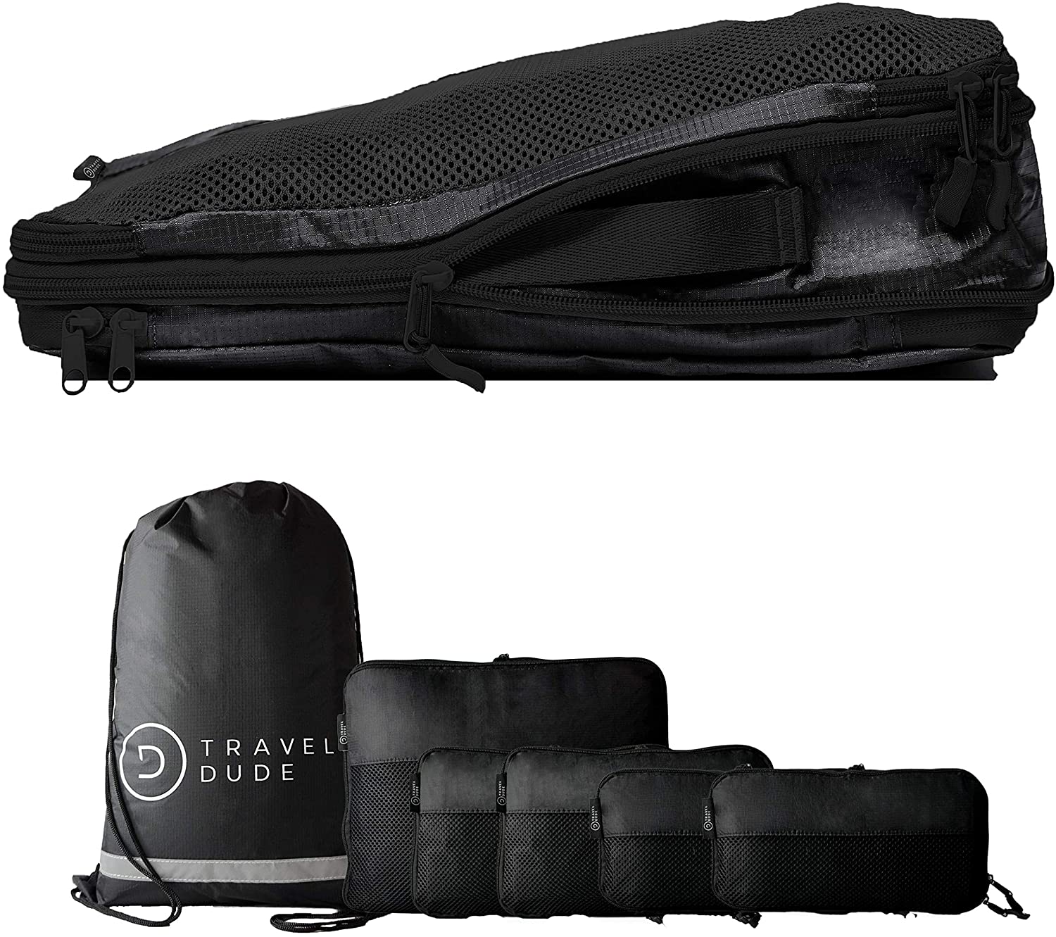 TRAVEL DUDE Compression Packing Cubes, Packing Cubes Compression Set for Suitcases Backpacks & Travel, Lightweight