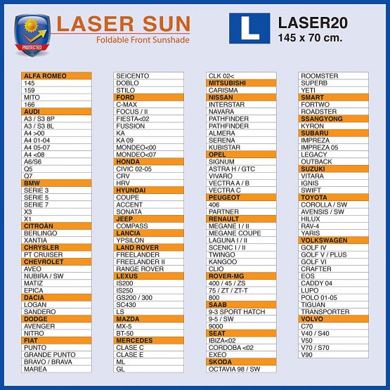 Sumex LASER20 Front Sunshades, Laser Sun, 145X70 cm - Image 3