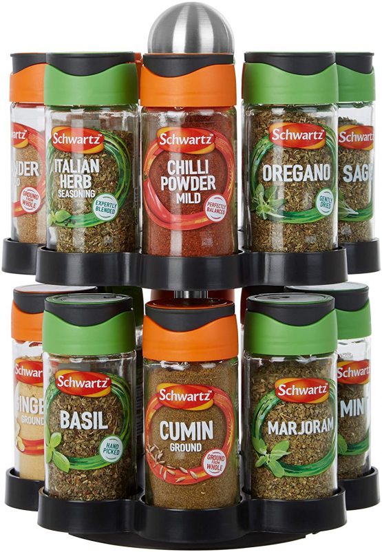 Premier Housewares 2-Tier Spice Rack with 16 Schwartz Spices