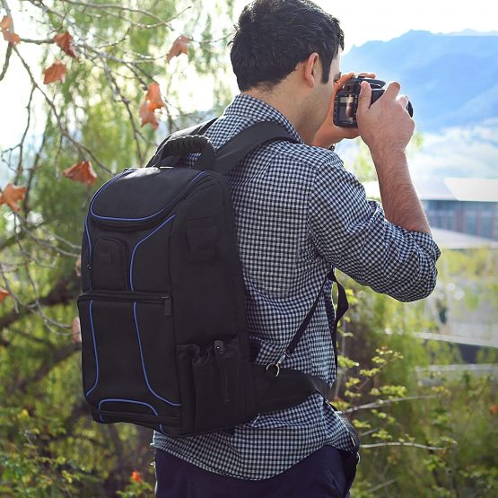 USA Gear Digital Camera Backpack DSLR Photo Bag with Comfort Design, Waterproof Cover, Laptop Storage, Tripod Holder, Adjustable Lens Storage - Compatible with Full-Sized Digital Cameras - Black - Image 2