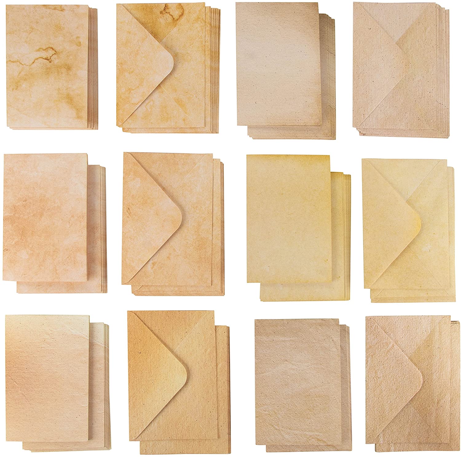 60 Pack Blank Cards and Envelopes 10 x 15 cm, Vintage Stationery for Card Making Party Invitations, Announcements