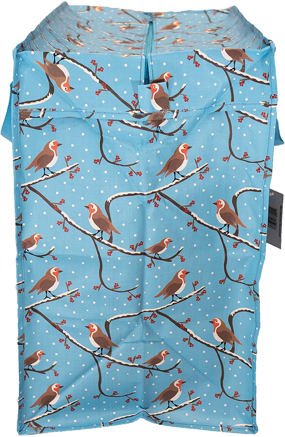 Happy Planet Giftshop Large Jumbo Storage Bag with Zip 58 x 47 x 30cm 80l (Winter Robins Christmas Xmas Design) (Single - Image 3