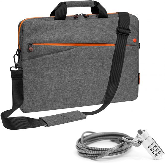 PEDEA"Fashion" Laptop Bag up to 13.3 Inches Shoulder Bag with Shoulder Strap Including Notebook Lock Grey/Orange