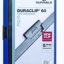 Durable HUNKE & Yoke Clamp Clip Folder® 60, Hard Foil, 60 Pages, Clear/Dark Blue
