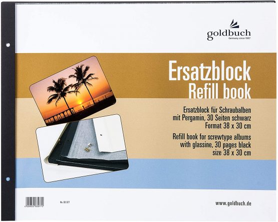 Goldbuch 83077 Refill for Photo Album, Black Pages with Pergamine Dividers 30 x 38 cm 30 Pages
