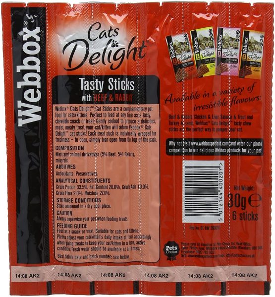 Webbox Delight Cat Sticks Beef and Rabbit, 30 g, Pack of 12 - Image 2