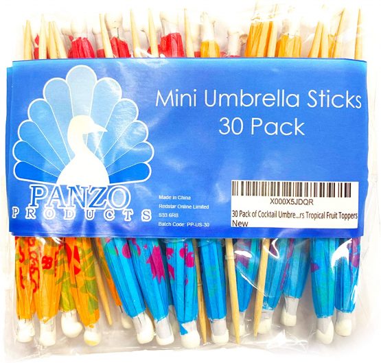 30 Pack of Cocktail Umbrellas, Beach Party Paper Umbrella, Cocktail Drink Decorations, Mixed Colours, Tropical Fruit Toppers - Image 4