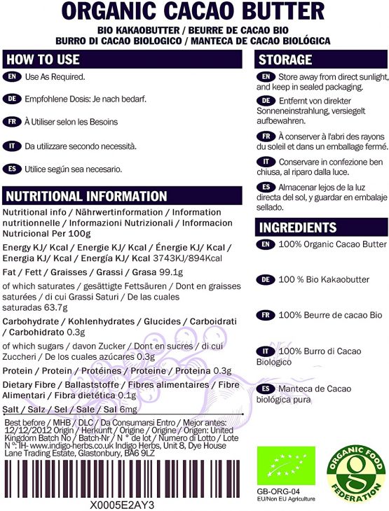 Indigo Herbs Organic Cacao Butter 500g - Image 2