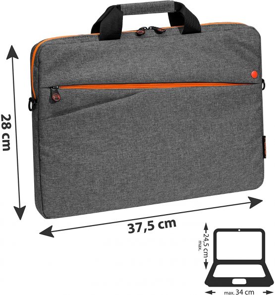 PEDEA"Fashion" Laptop Bag up to 13.3 Inches Shoulder Bag with Shoulder Strap Including Notebook Lock Grey/Orange - Image 2