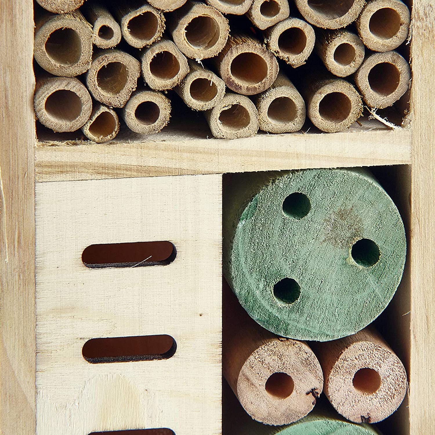 Pet Ting Wooden Insect Bee House Natural Wood Bug Hotel Shelter Garden Nest Box 26cm,Beige - Image 4