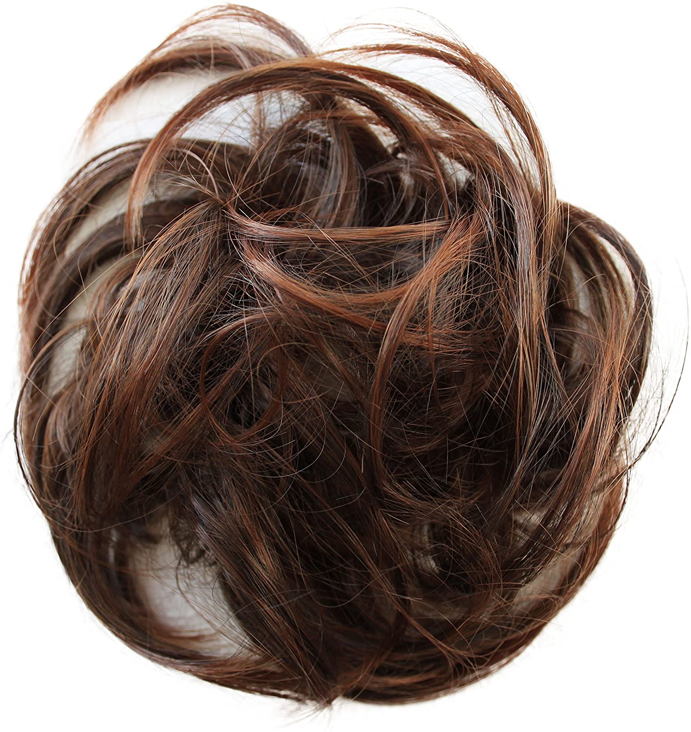 CAISHASynthetic Fiber Hairpiece Scrunchie Scrunchy Updo Slightly Wavy Brown Mix G26B, brown mix #4T30A G26B, 17 cm x 2 cm - Image 3