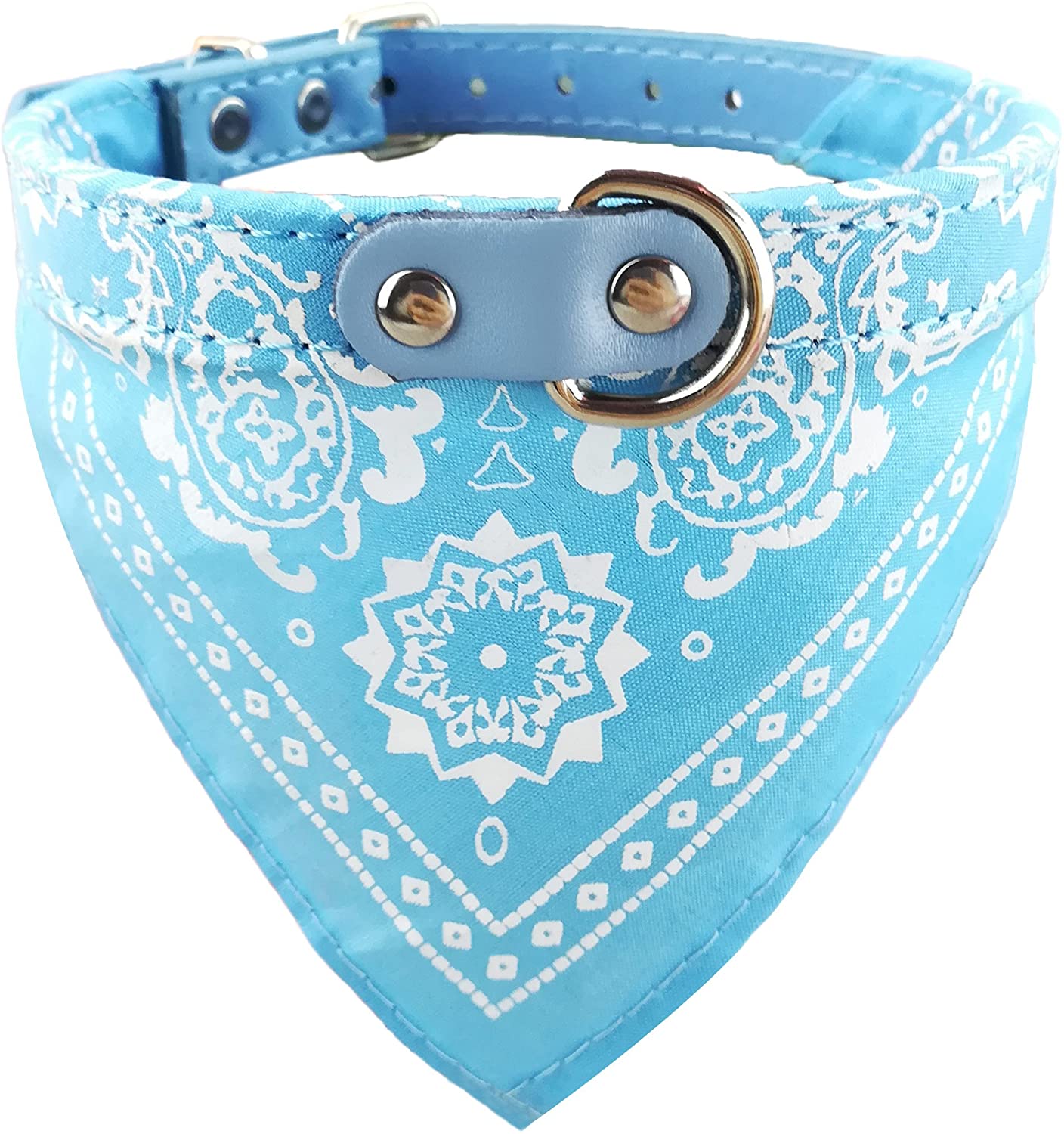Newtensina Fashion Dog Bandana Collar for Boys - Medium Puppy Bandana With Collar - Light Blue - L