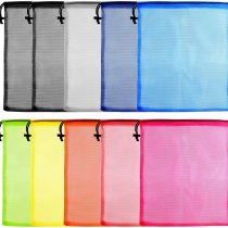 FEPITO 10 Pcs Mesh Drawstring Bag, Laundry Bag, Mesh Stuff Sack, Golf Ball Bag, Nylon Mesh Bag for Storage, Travel and Sports