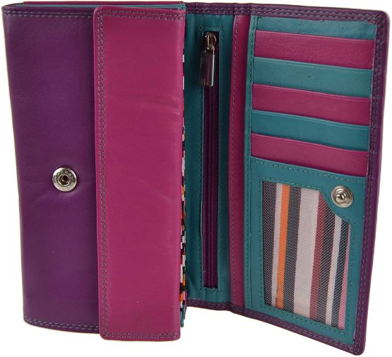 Ladies Long Flap Over Leather Purse/Wallet by London Leather Goods 4 Colours (Sunset) - Image 4