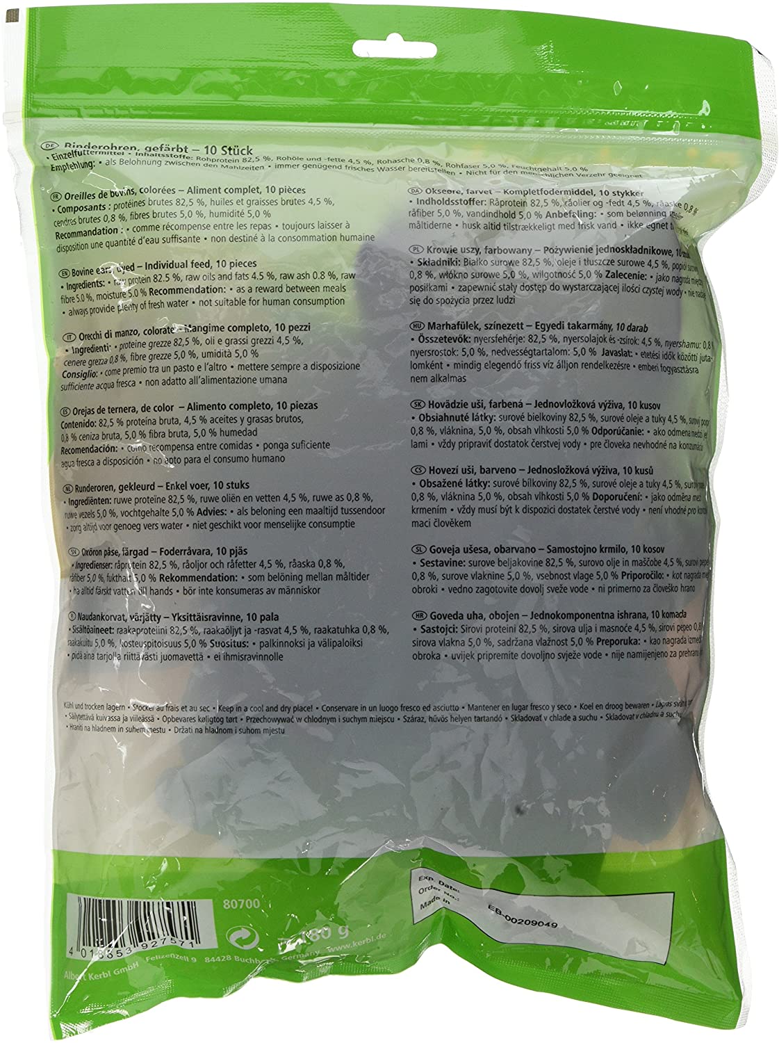 Kerbl Cow Ears Dyed Bag, Pack of 10, 18 g (Pack of 10) - Image 2