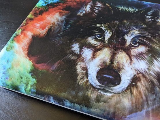 TaylorHe 15.6" Laptop Skins Vinyl Stickers Decals Made in Great Britain Wolfs head in multicolored cloud - Image 3