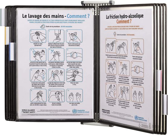 Sterifold Display System Wall-mounted Expandable with 10 Anti-microbial Pivoting Pockets A4 Ref TAA414507