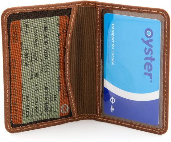 Leather Travel Pass/Oyster Card Holder with Contrast Stitching by 1642 - Image 3