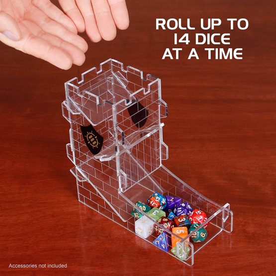 ENHANCE Dice Tower Dice Tray for Tabletop RPG Games - Castle Tower Design, Portable Dice Roller, Roll Up to 14 Standard Dice at Once - Etched Castle Rolling Tray Tower Great for Game Nights - Image 3