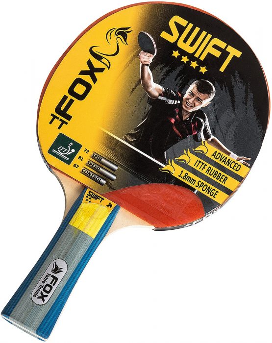 Fox TT Swift 4 Star Table Tennis Bat - Red, one size