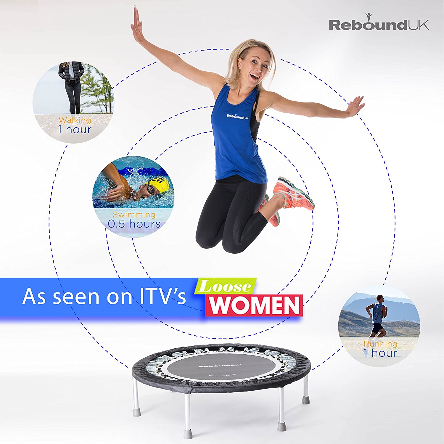 Voted Best Pro Rebounder Trampoline at Home, Gym & Physio Clinics, Black, White - Image 3