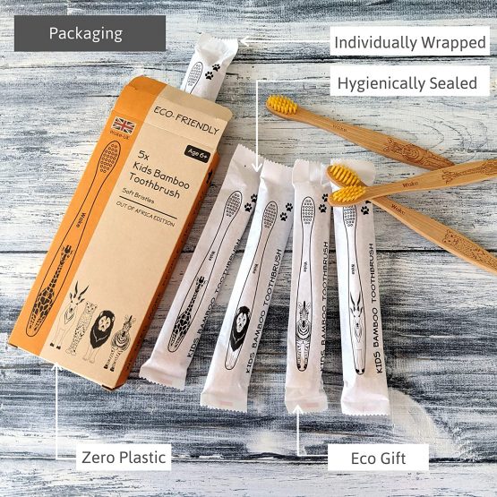 Kids Bamboo Toothbrushes for Children Age 6+ | 4 Pack Tapered Soft Bristle Toothbrush | Hygienically Sealed Organic & Natural | Perfect Eco Gift | Wooden, Vegan Friendly & Biodegradable - Image 2