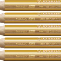 Multi-talented Pencil STABILO woody 3-in-1 Box of 5 Gold