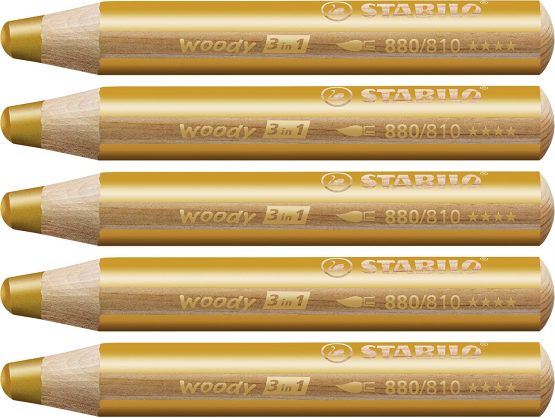 Multi-talented Pencil STABILO woody 3-in-1 Box of 5 Gold