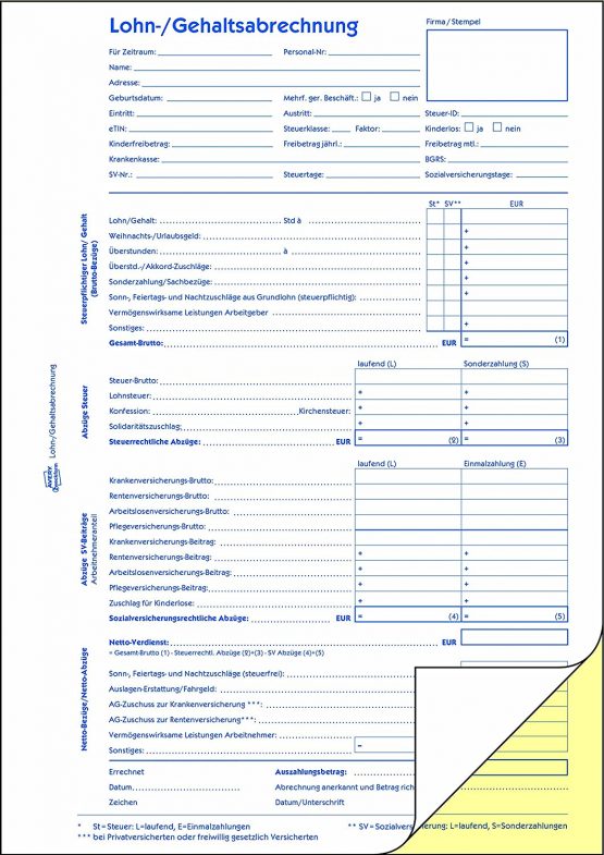 Avery Zweckform 1759 Kind/Payroll Book Carbonless A4 Carbonless 2 x 40 Sheets, Set of 1, White/Yellow - Image 2