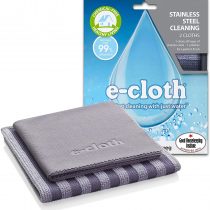 E-Cloth Stainless Steel Cleaning Set, Reusable Microfibre Cleaning Cloth, 300 Wash Guarantee, Gray & Silver, 2 Cloth Set