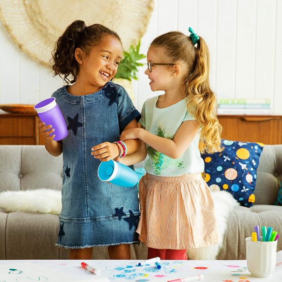 Munchkin Miracle 360 Sippy Cup, Purple/Blue, 10 oz/296 ml, Pack of 2 - Image 2