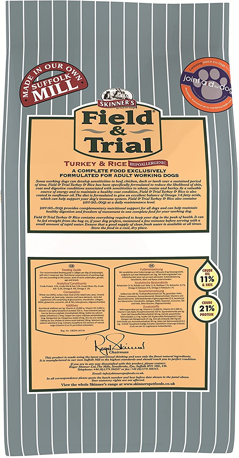 Skinners Field & Trial Complete Dry Working Dog Food Turkey and Rice + Joint Aid, 2.5 kg, 2.5 kg (Pack of 1) - Image 2