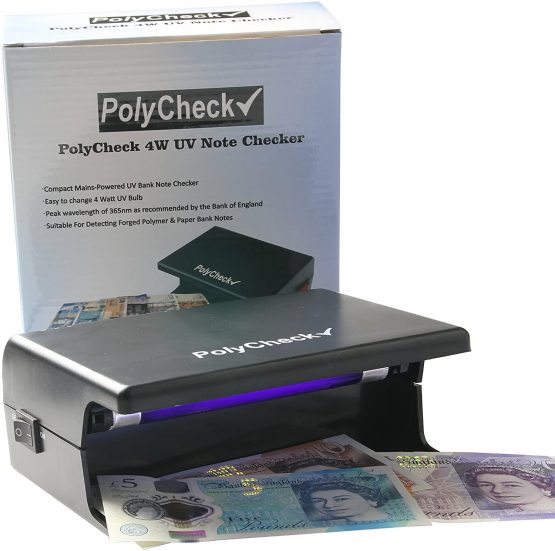 PolyCheck 4W UV Note Checker with 2 Spare DuraBulb Bulbs - Detects Fake Polymer & Paper Bank Notes - Image 2
