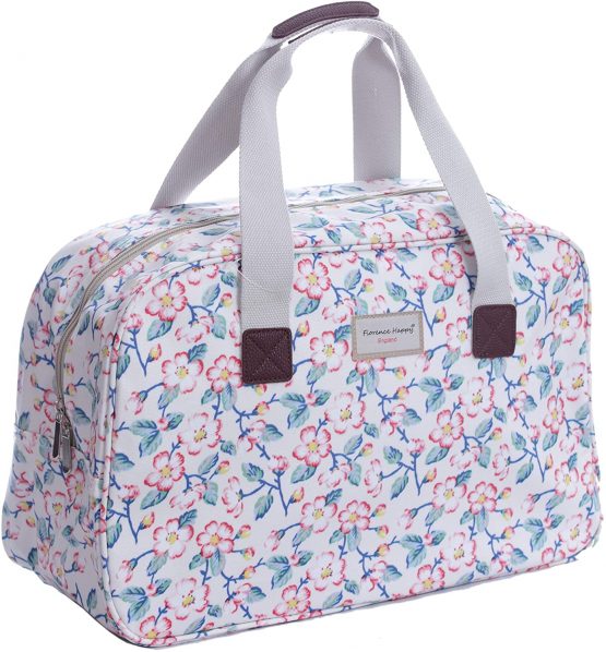 Oilcloth Holiday Travel Weekender Tote Bag Handbag Floral Owl Stripe Print