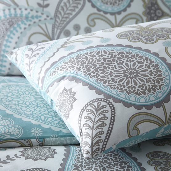 Sleepdown Paisley Teal Duvet Cover & Pillowcase Set Bedding Digital Print Quilt Case Single Double King Bedding Bedroom Daybed (Double) - Image 2